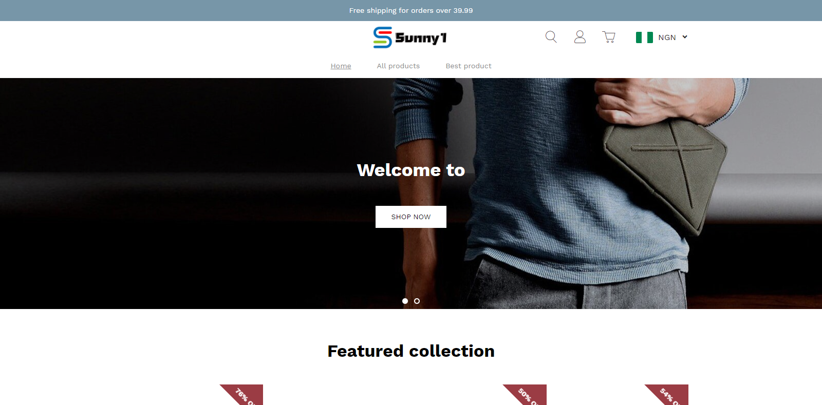 Sunny1.store Homepage Image