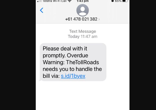 TollRoads scam text