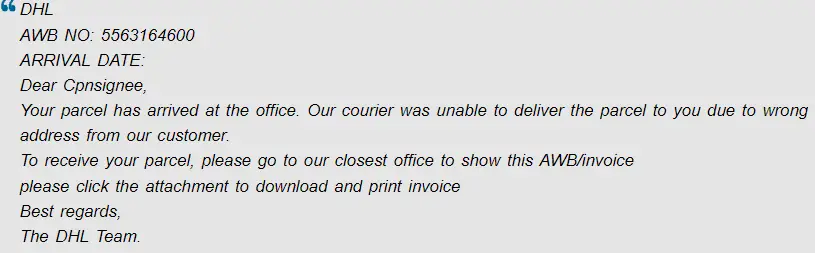 DHL express email scam