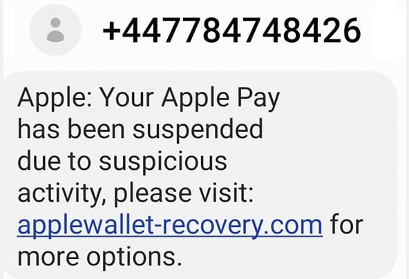 Apple Wallet Recovery Scam Text