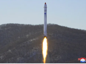 What appears to be a North Korean test related to the development of a reconnaissance satellite in this undated photo released on December 19, 2022 by North Korea's Korean Central News Agency 

