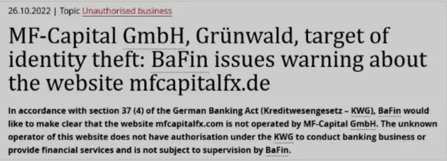  BaFin Warning