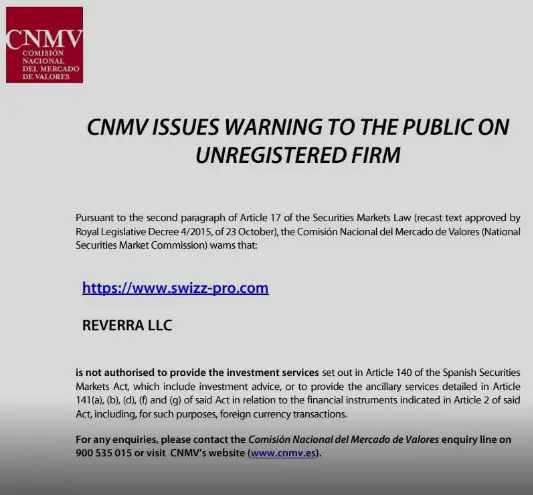  CNMV  Warning