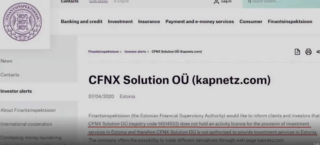 CFNX Warning