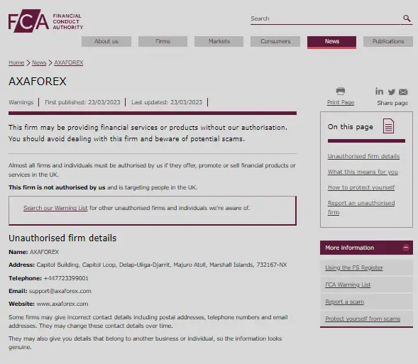 AxaForex is a blacklisted broker