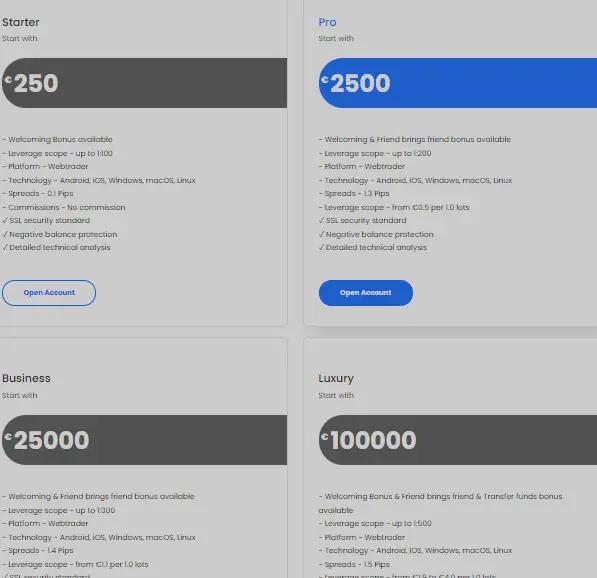 Account types