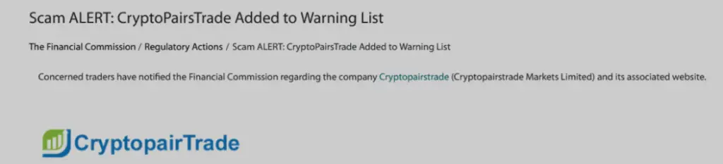 Warning against Cryptopairstrade.com