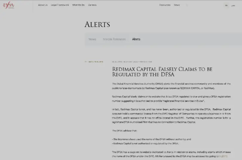 Warning against RediMax