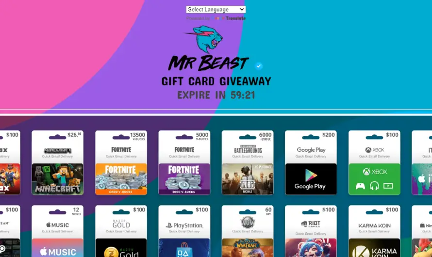 Mrb4.Site Scam: Fake Mr Beast Gift Card Giveaway! Beware!!