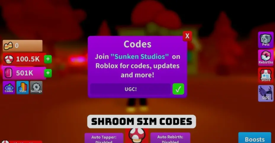 Shroom Sim Codes