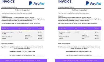 PayPal McAfee Antivirus Email Invoice